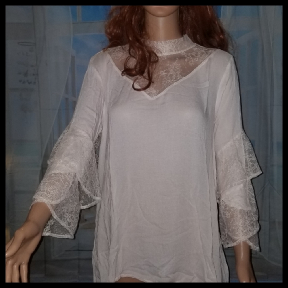 Mittoshop Cottagecore Soft Pink Lace Top Sz S/M